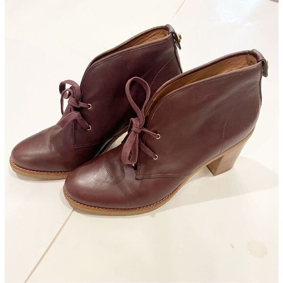 Coach Burgundy Leather Ankle Boot Size 11 - Picture 1 of 8